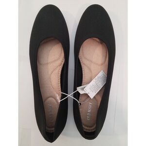 Old Navy Ballet Flats Women Sz 10 Black Almond Toe Knit Comfort Slip On